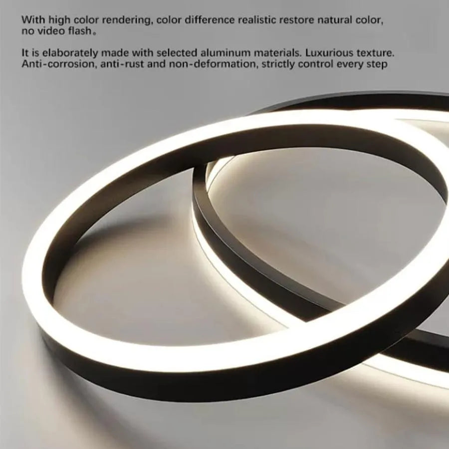 Окачен LED полилей с дистанционно CASIANA 41W, 2 кръга, Студена/Топла/Неутрална светлина, Димируем, Черен, Регулируема Височина