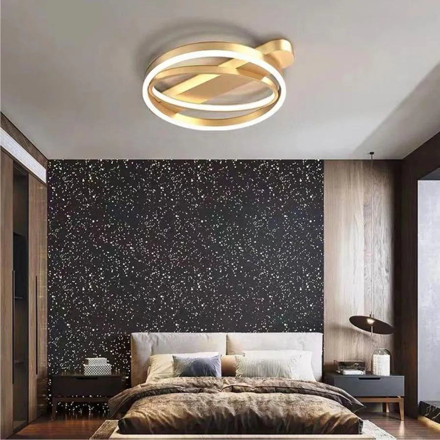 LED полилей с дистанционно управление Cerelis 90W, студена/гореща/неутрална светлина, мазна, лъскаво злато