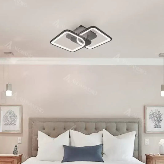 LED полилей със Zoe 39W дистанционно управление, 2 квадрата, студена/гореща/неутрална светлина, нестабилна, черна