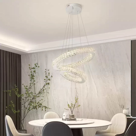 Окачен LED полилей с дистанционно управление и кристал CANAAN 80W, 2 кръга, студена/топла/неутрална светлина, възможност за димиране, блестящ хром, регулируема височина Модерни полилеи Заглавие по подразбиране Alessandro Design