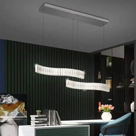 LED полилей, окачен с дистанционно управление и кристална merve 24W, студена/гореща/неутрална светлина, недобросъвестна, лъскава хром, регулируема височина