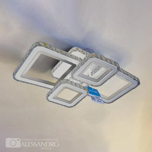 LED полилей с дистанционно управление и Crystal Blakely RGB 154W, 4 квадрата, студена/гореща/неутрална светлина, бяло, бяло