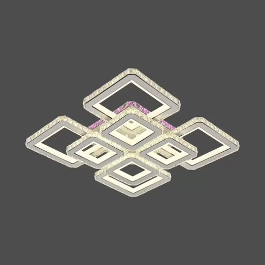 LED полилей с дистанционно управление и Crystal Blakely RGB 163W, 8 квадрата, студена/гореща/неутрална светлина, бяло, бяло