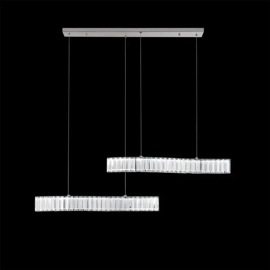 LED полилей, окачен с дистанционно управление и кристална merve 24W, студена/гореща/неутрална светлина, недобросъвестна, лъскава хром, регулируема височина