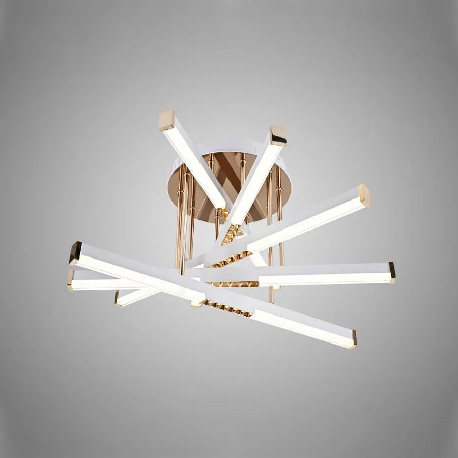 LED полилей с дистанционно управление на Cora 120W, 5 елемента, линейни, студени/горещи/неутрални светлини, нестабилно, лъскаво злато