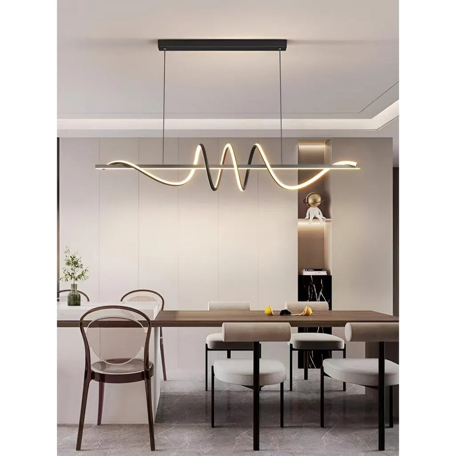 LED похот, окачена с лента 66W дистанционно управление, линейна, студена/гореща/неутрална светлина, нестабилна, черна, регулируема височина