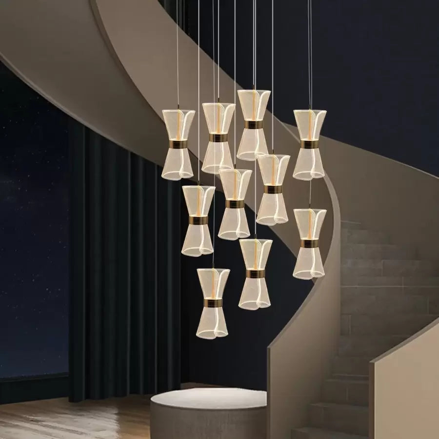 LED похот, окачена с дистанционно управление на Джером 58W, 10 елемента, студена/гореща/неутрална светлина, нестабилна, златна, регулируема височина