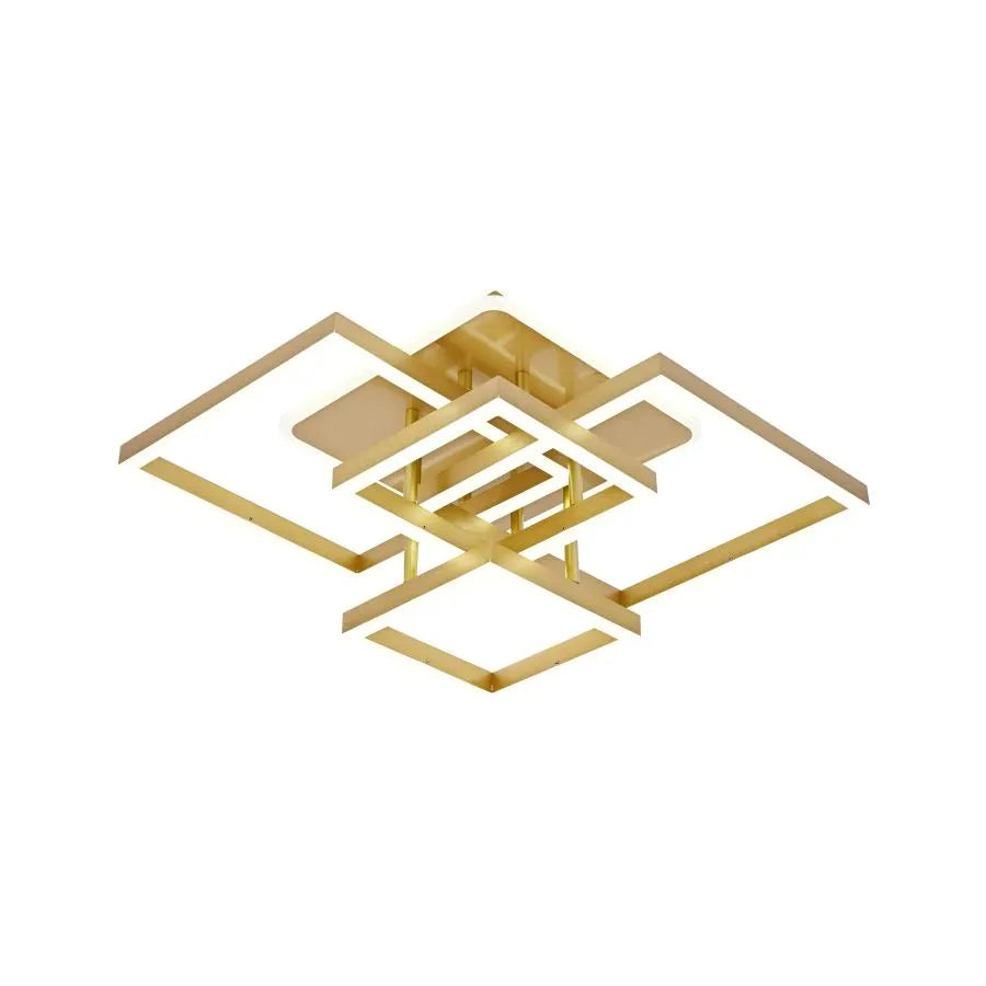 LED полилей с дистанционно управление Lelahel 190W, 4 квадрата, студена/гореща/неутрална светлина, нестабилна, златиста