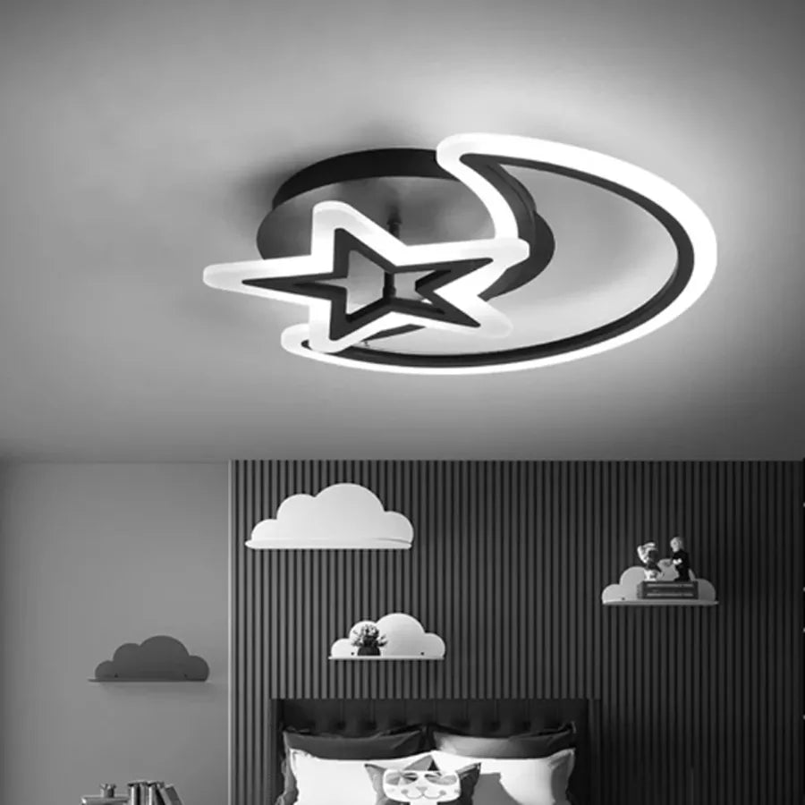 LED полилей с месец за дистанционно управление и 45W звезда, 2 елемента, студена/гореща/неутрална светлина, нестабилна, черна