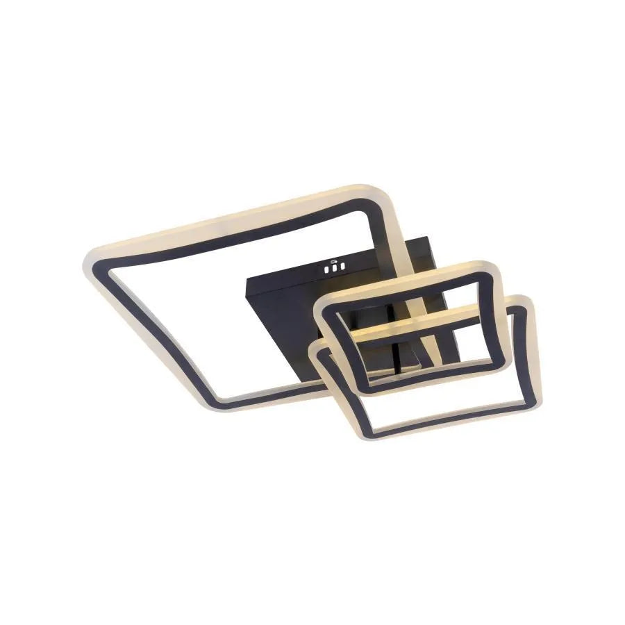 LED полилей с Fareyda 120W дистанционно управление, 3 квадрата, студена/гореща/неутрална светлина, проклет, черно