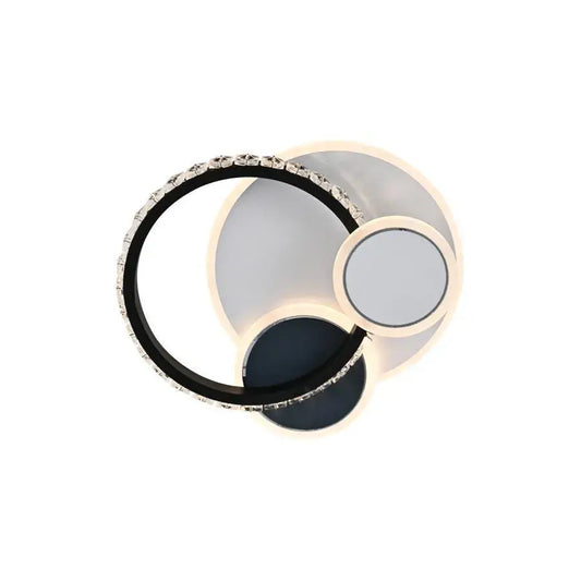 LED полилей с кристал Gella 48W, кръгла, студена/гореща/неутрална светлина, черно и бяло