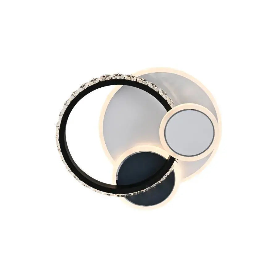 LED полилей с кристал Gella 48W, кръгла, студена/гореща/неутрална светлина, черно и бяло