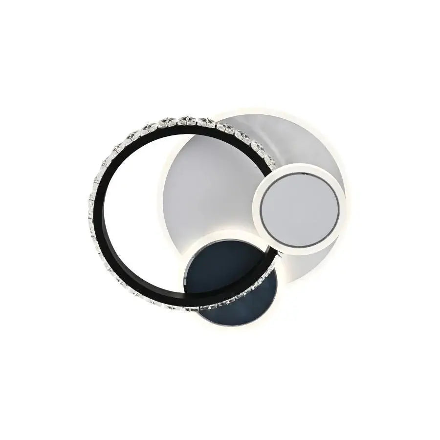 LED полилей с кристал Gella 48W, кръгла, студена/гореща/неутрална светлина, черно и бяло