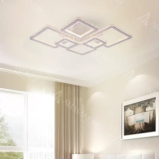 LED полилей с дистанционно управление и Quadris RGB 170W, 6 квадрата, студена/гореща/неутрална светлина, бяло, бяло