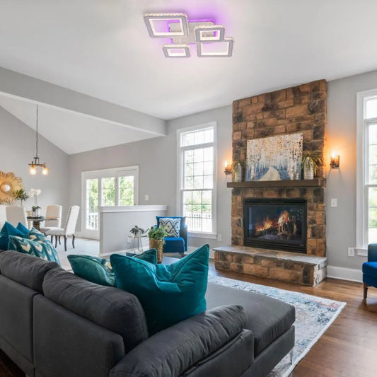 LED полилей с дистанционно управление и Quadris RGB Crystal, 78W, 4 квадрата, студена/гореща/неутрална светлина, бяло, бяло