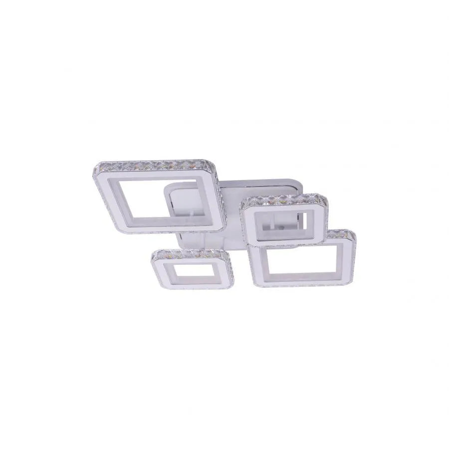 LED полилей с дистанционно управление и Quadris RGB Crystal, 78W, 4 квадрата, студена/гореща/неутрална светлина, бяло, бяло