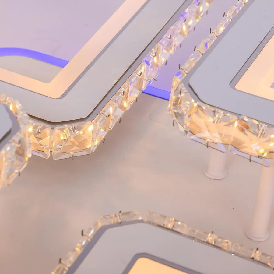 LED полилей с дистанционно управление и Quadris RGB Crystal, 78W, 4 квадрата, студена/гореща/неутрална светлина, бяло, бяло