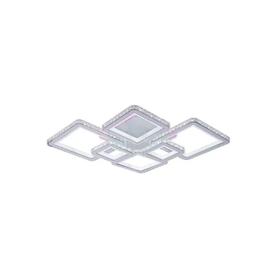 LED полилей с дистанционно управление и Quadris RGB 170W, 6 квадрата, студена/гореща/неутрална светлина, бяло, бяло