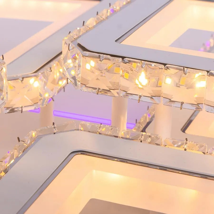 LED полилей с дистанционно управление и Quadris RGB 170W, 6 квадрата, студена/гореща/неутрална светлина, бяло, бяло