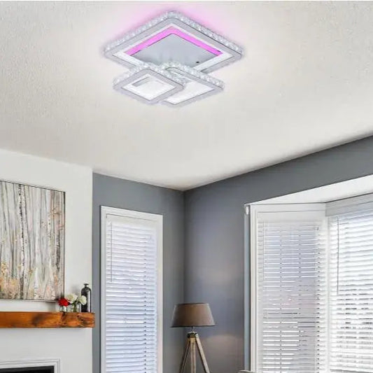 LED полилей с дистанционно управление и Crystal Leila 154W, 3 квадрат