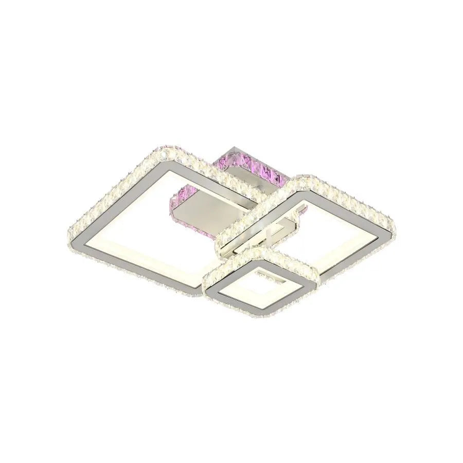 LED полилей с дистанционно управление и кристал Blakely RGB 166W, 3 квадрата, студена/гореща/неутрална светлина, бяло, бяло