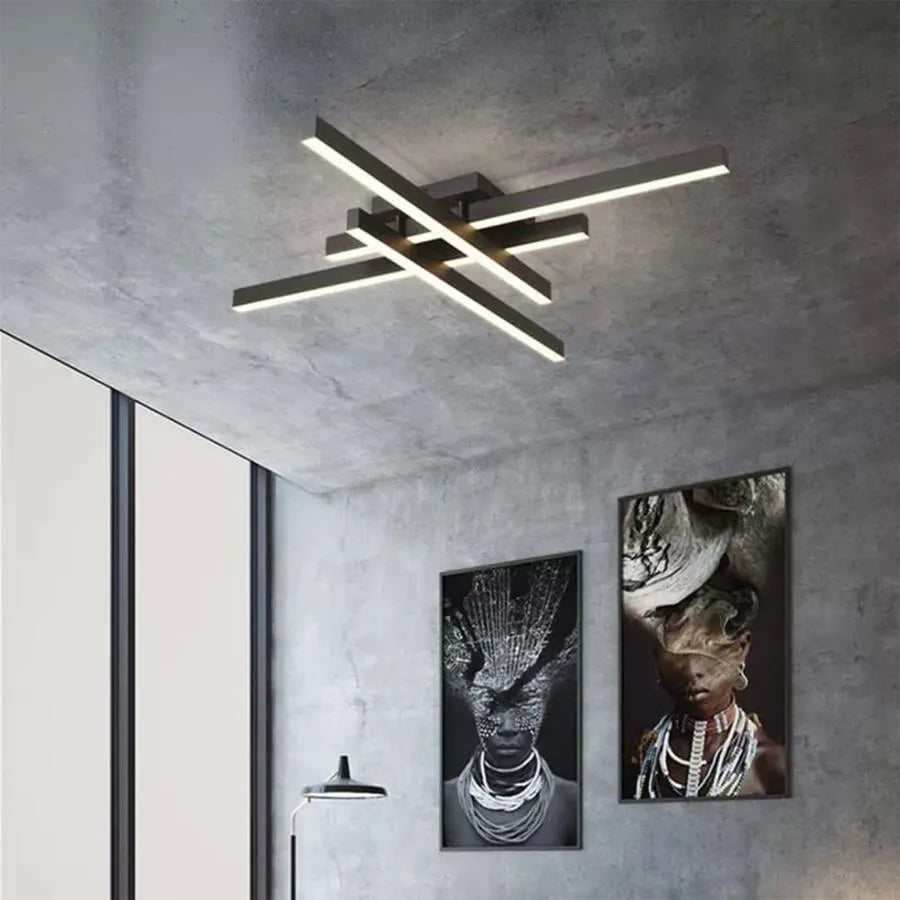 LED полилей с 80W Mora Remote Control, 4 елемента, линейна, студена/гореща/неутрална светлина, нестабилна, черна