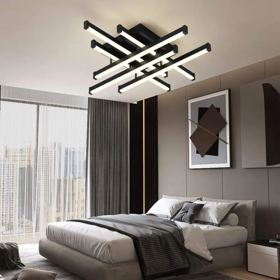 LED полилей с дистанционно управление Mora 120W, 6 елемента, линейна, студена/гореща/неутрална светлина, нестабилна, черна