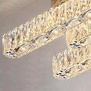 LED полилей с дистанционно управление и Crystal Priscila 80W, 4 елемента, линеен, студен/горещ/неутрален светлинен, нестабилен, лъскав хром
