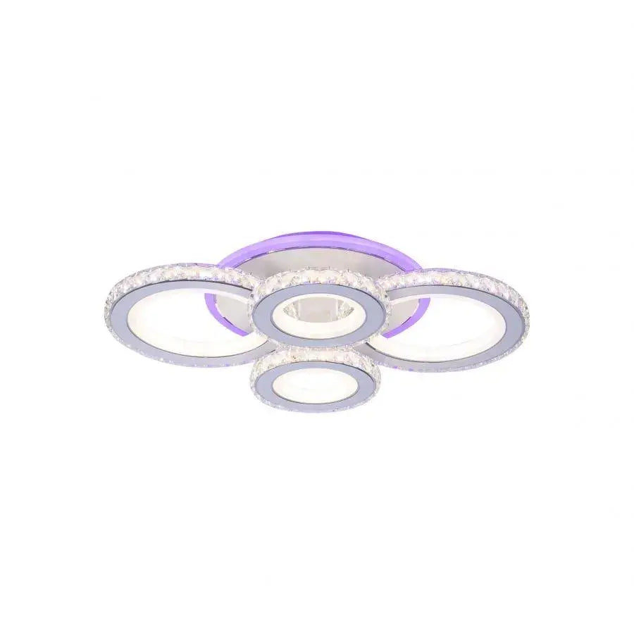 Lulus LED Nova Rondra с кристали, 4 източника на светлина, RGB, с дистанционно управление, 68W, бял и неръждаем