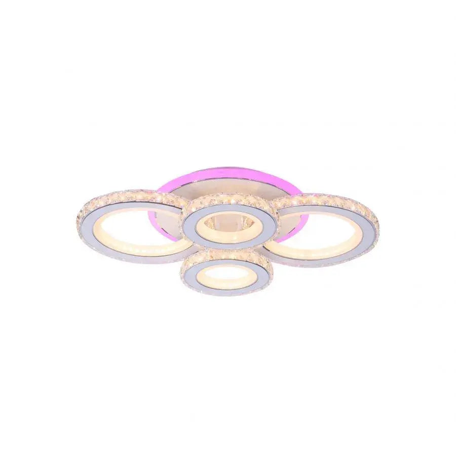 Lulus LED Nova Rondra с кристали, 4 източника на светлина, RGB, с дистанционно управление, 68W, бял и неръждаем