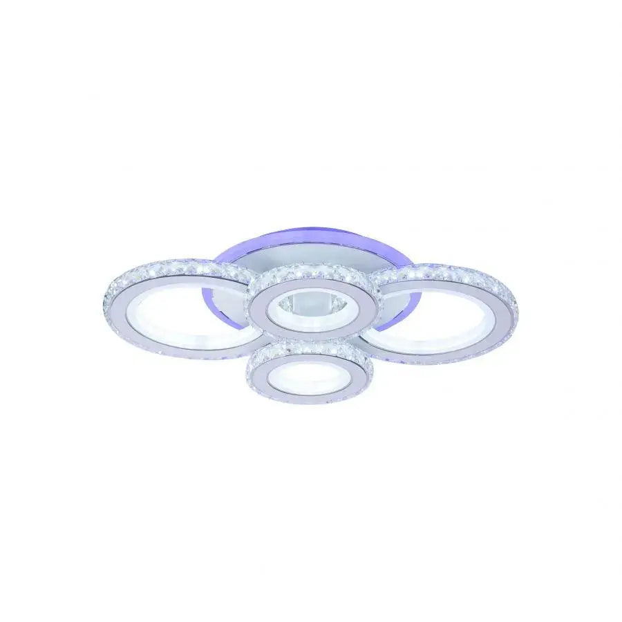 Lulus LED Nova Rondra с кристали, 4 източника на светлина, RGB, с дистанционно управление, 68W, бял и неръждаем