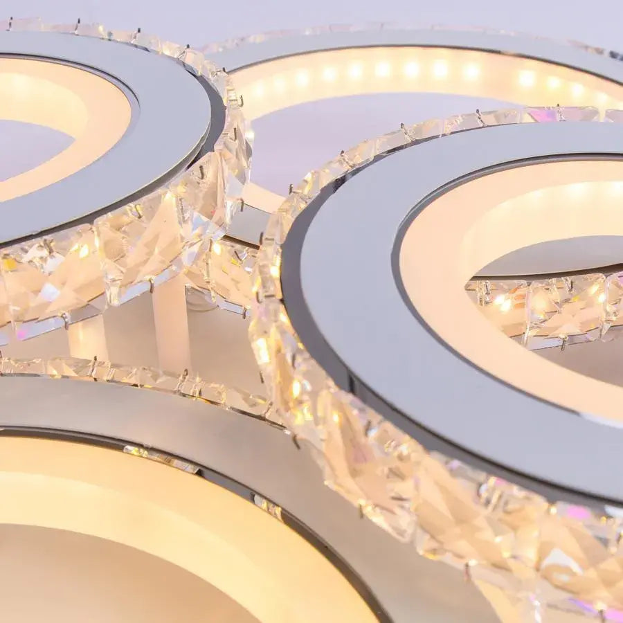 Lulus LED Nova Rondra с кристали, 4 източника на светлина, RGB, с дистанционно управление, 68W, бял и неръждаем