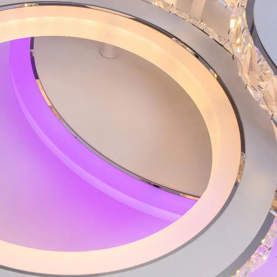 Lulus LED Nova Rondra с кристали, 4 източника на светлина, RGB, с дистанционно управление, 68W, бял и неръждаем