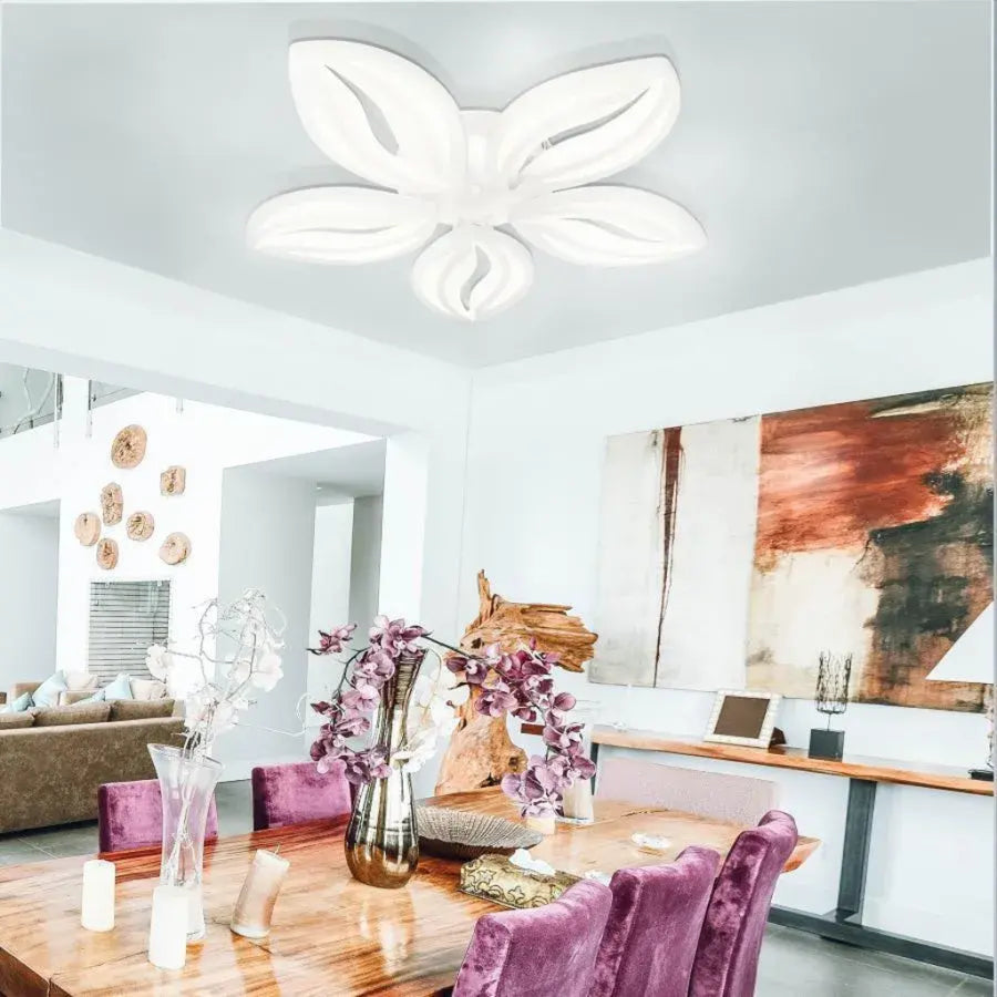 LED полилей с дистанционно управление с орхидея 65W, 5 венчелистчета, студ/гореща/неутрална светлина, лъч, бяло