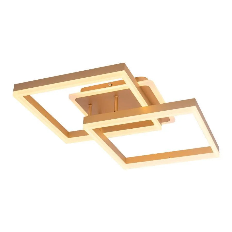 LED полилей с дистанционно управление arwen 142w, 2 квадрата, студ/гореща/неутрална светлина, нестабилна, златиста