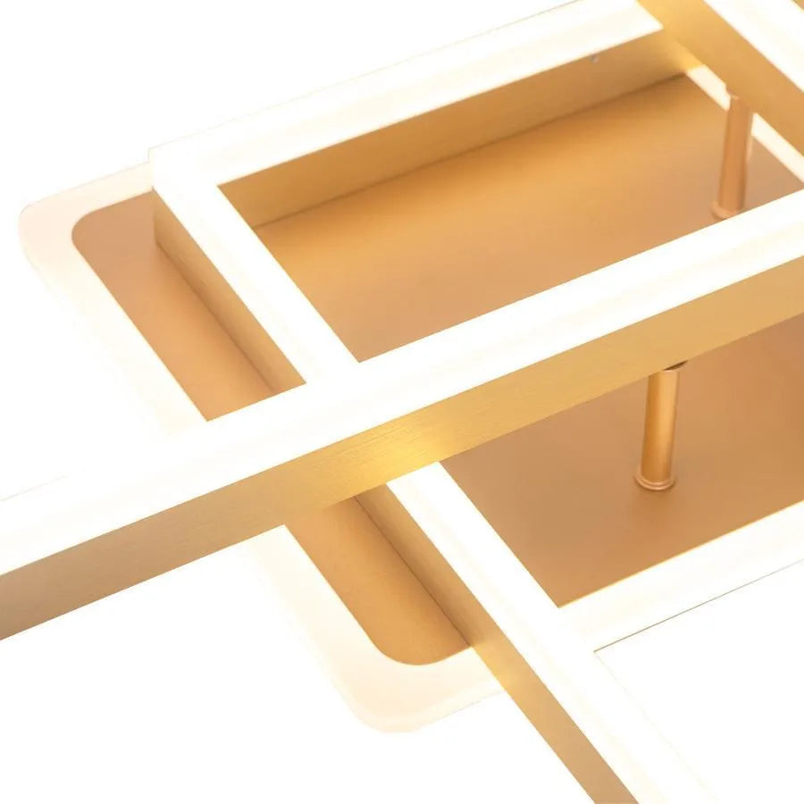 LED полилей с дистанционно управление arwen 142w, 2 квадрата, студ/гореща/неутрална светлина, нестабилна, златиста