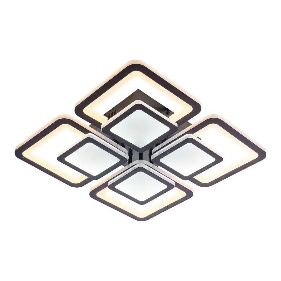 LED полилей със сусамово дистанционно управление 77W, 4 квадрата, студена/гореща/неутрална светлина, нестабилна, черна