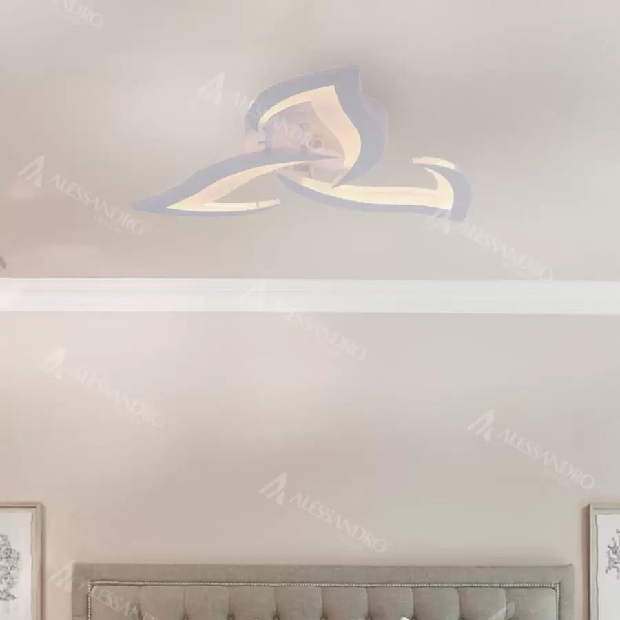 LED полилей с дистанционно управление Lotus 34W, 3 венчелистчета, студ/гореща/неутрална светлина, нестабилен, бял