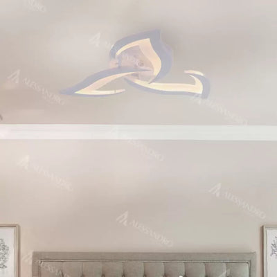 LED полилей с дистанционно управление Lotus 34W, 3 венчелистчета, студ/гореща/неутрална светлина, нестабилен, бял