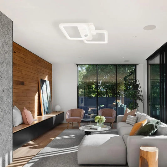 LED полилей със Zoe 69W дистанционно управление, 2 квадрата, студена/гореща/неутрална светлина, проклета, бяла