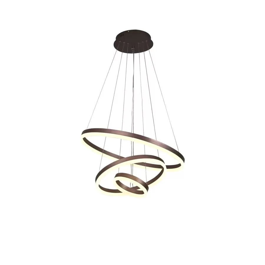 LED полилей, окачен с дистанционно управление на Emanuelle 152W, 3 кръга, студена/гореща/неутрална светлина, нестабилна, кафява, регулируема височина