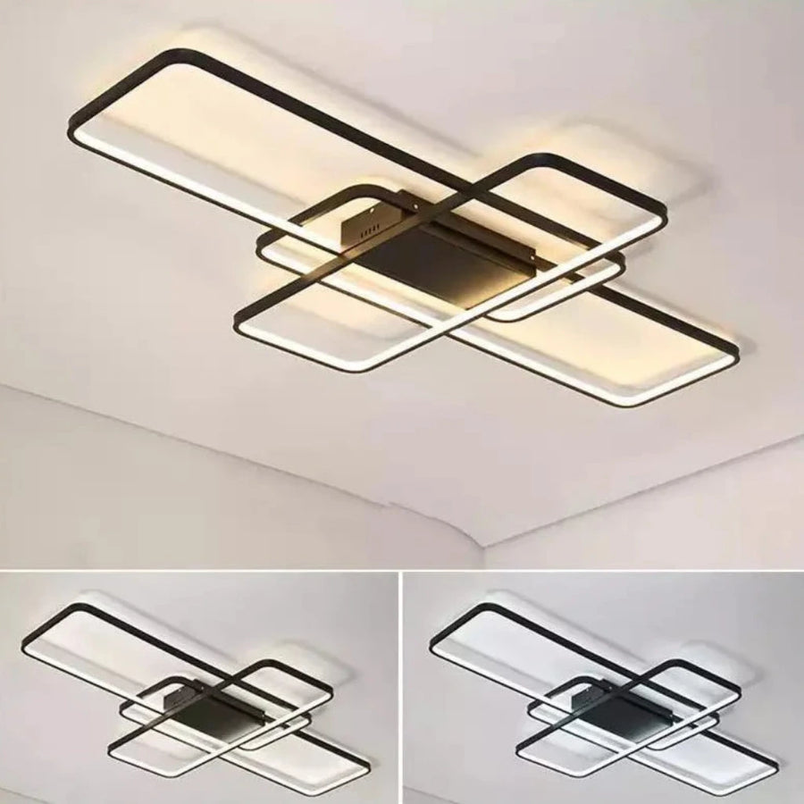 LED полилей с дистанционно управление ос 96W, 3 елемента, студена/гореща/неутрална светлина, нестабилна, черна