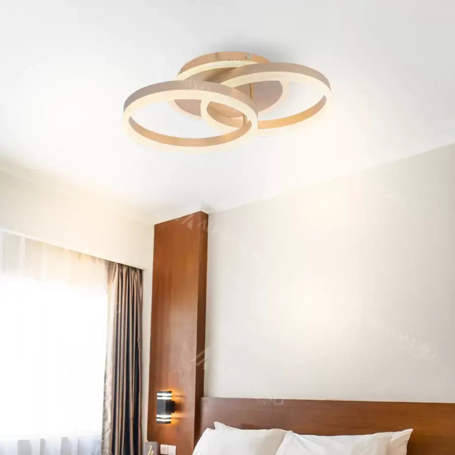 LED похот на дистанционното управление на Lyra, 120W, 2 кръга, Dimble, четка злато, студена/гореща/неутрална светлина
