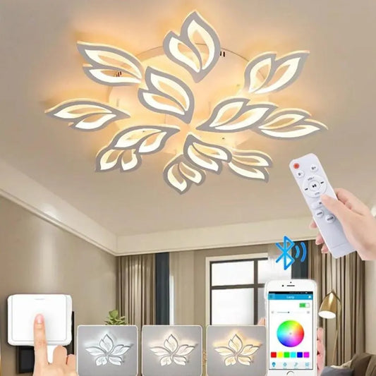 LED полилей с дистанционно управление Lily 150W, 12 предмета, студена/гореща/неутрална светлина, недобросъвестно, бяло
