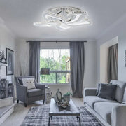 LED полилей с дистанционно управление и Crystal Alejandro RGB 89W, 5 цветя, студена/гореща/неутрална светлина, даим, гланцов хром