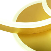 LED полилей с дистанционно управление на Lyra, 102W, 2 кръга, маргаритка, четка злато, студена/гореща/неутрална светлина