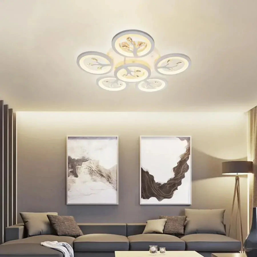 LED полилей с дистанционно управление и Daisy 72W кристал, 6 елемента, студена/гореща/неутрална светлина, нестабилна, бяла