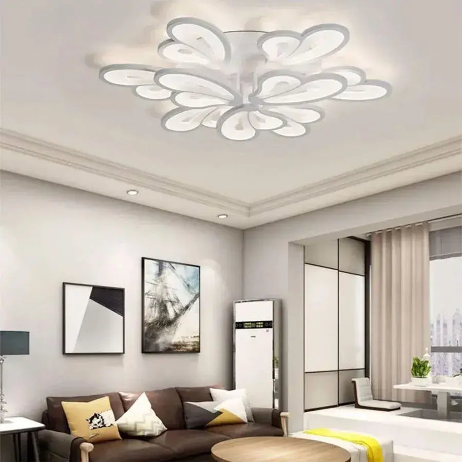 LED полилей с Blossom 107W дистанционно управление, 9 венчелистчета, студ/гореща/неутрална светлина, нестабилен, бял