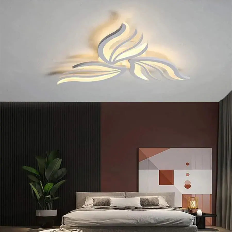 LED полилей със Sakura 37W дистанционно управление, 3 венчелистчета, студ/гореща/неутрална светлина, нестабилна, бяла