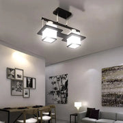 Класически Lolust Aramis с дървени лампи квадрат 2x E27 черно и бяло